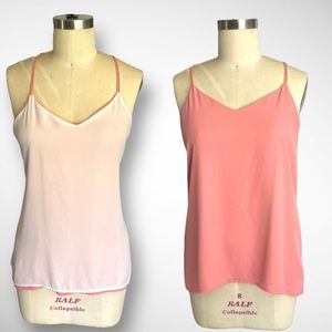 New York & Company Reversible Pink & White Tank Top Blouse